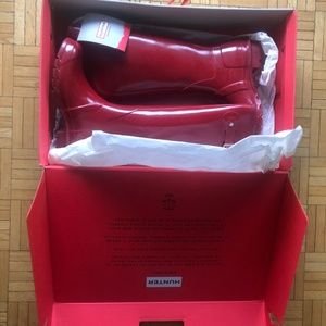 HUNTER Original Tall Boots Gloss — Military Red — Women's US 8 — Rain Boots